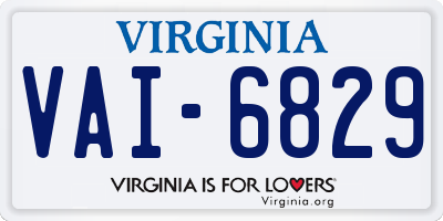 VA license plate VAI6829
