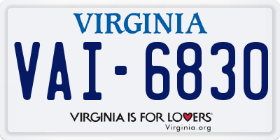 VA license plate VAI6830
