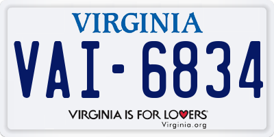 VA license plate VAI6834