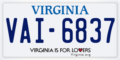 VA license plate VAI6837