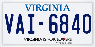 VA license plate VAI6840