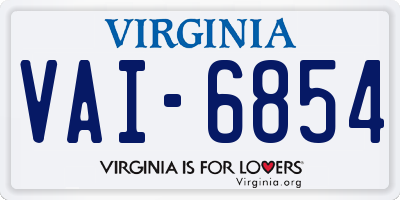VA license plate VAI6854