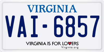 VA license plate VAI6857