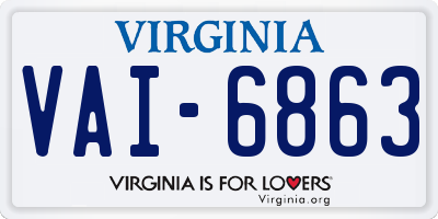 VA license plate VAI6863
