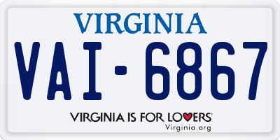 VA license plate VAI6867