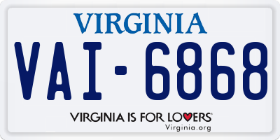 VA license plate VAI6868