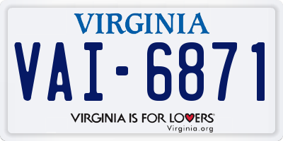VA license plate VAI6871
