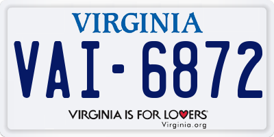 VA license plate VAI6872