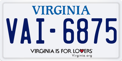 VA license plate VAI6875