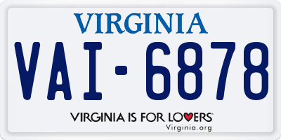 VA license plate VAI6878