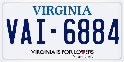 VA license plate VAI6884