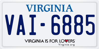 VA license plate VAI6885