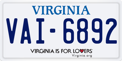 VA license plate VAI6892