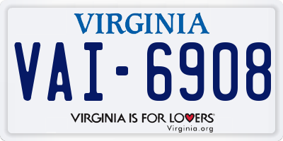 VA license plate VAI6908