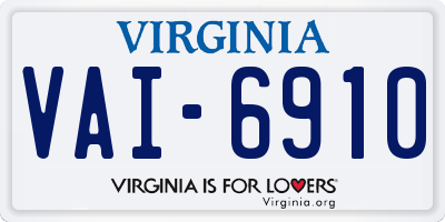 VA license plate VAI6910