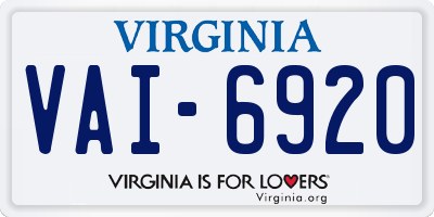 VA license plate VAI6920