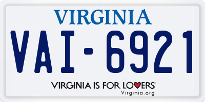 VA license plate VAI6921
