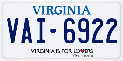 VA license plate VAI6922
