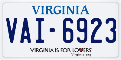 VA license plate VAI6923