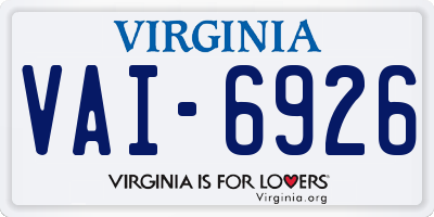 VA license plate VAI6926
