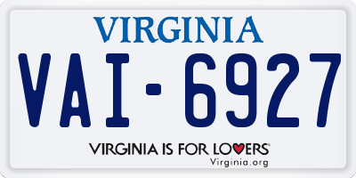 VA license plate VAI6927