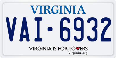 VA license plate VAI6932