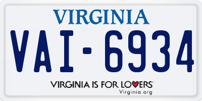 VA license plate VAI6934