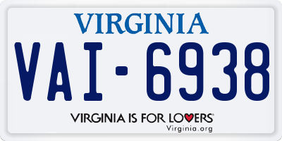 VA license plate VAI6938