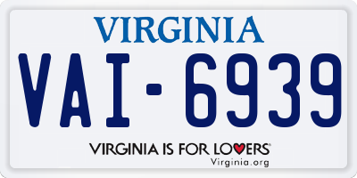 VA license plate VAI6939