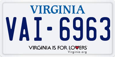 VA license plate VAI6963