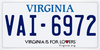 VA license plate VAI6972
