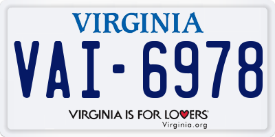 VA license plate VAI6978