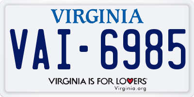 VA license plate VAI6985