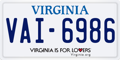 VA license plate VAI6986