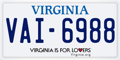 VA license plate VAI6988