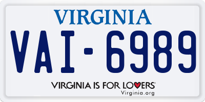 VA license plate VAI6989