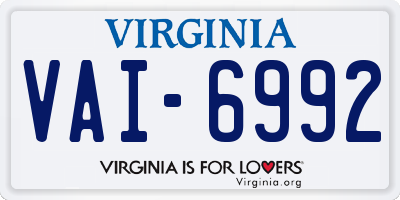 VA license plate VAI6992