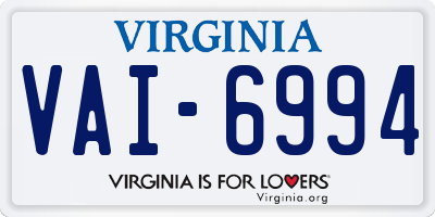 VA license plate VAI6994
