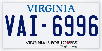 VA license plate VAI6996