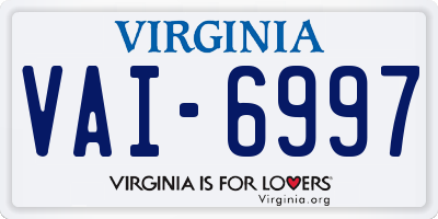 VA license plate VAI6997