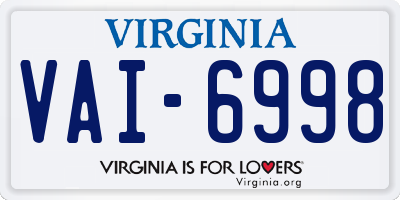 VA license plate VAI6998