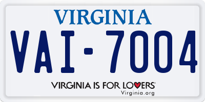 VA license plate VAI7004
