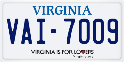 VA license plate VAI7009
