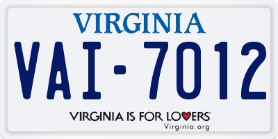 VA license plate VAI7012