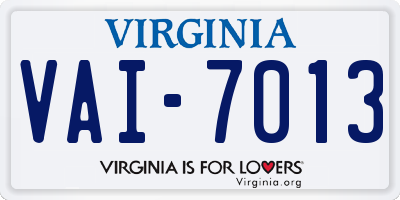 VA license plate VAI7013