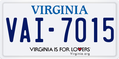 VA license plate VAI7015