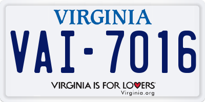 VA license plate VAI7016