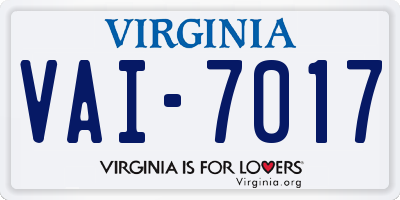 VA license plate VAI7017