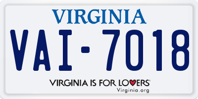 VA license plate VAI7018