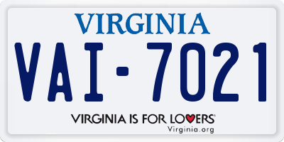 VA license plate VAI7021